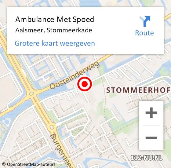 Locatie op kaart van de 112 melding: Ambulance Met Spoed Naar Aalsmeer, Stommeerkade op 24 april 2018 16:46