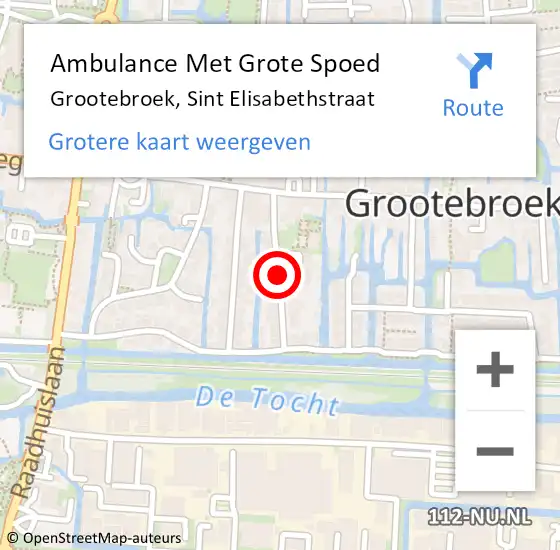 Locatie op kaart van de 112 melding: Ambulance Met Grote Spoed Naar Grootebroek, Sint Elisabethstraat op 24 april 2018 16:49