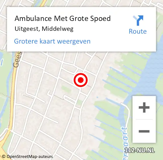 Locatie op kaart van de 112 melding: Ambulance Met Grote Spoed Naar Uitgeest, Middelweg op 24 april 2018 17:04