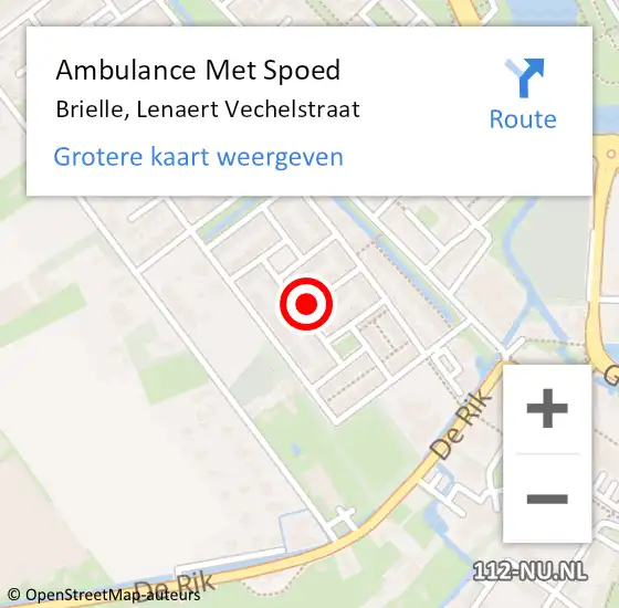 Locatie op kaart van de 112 melding: Ambulance Met Spoed Naar Brielle, Lenaert Vechelstraat op 24 april 2018 17:21