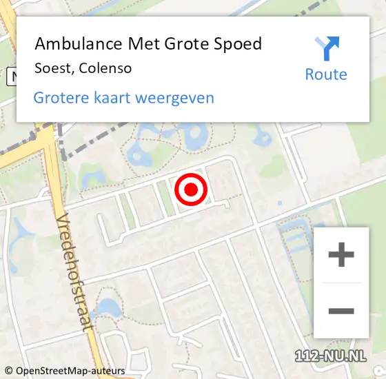 Locatie op kaart van de 112 melding: Ambulance Met Grote Spoed Naar Soest, Colenso op 24 april 2018 18:29