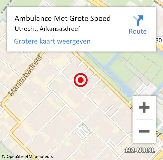 Locatie op kaart van de 112 melding: Ambulance Met Grote Spoed Naar Utrecht, Arkansasdreef op 24 april 2018 18:33