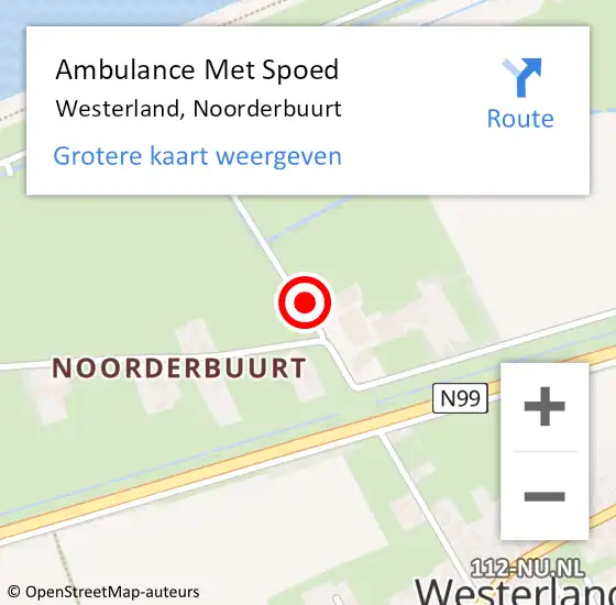 Locatie op kaart van de 112 melding: Ambulance Met Spoed Naar Westerland, Noorderbuurt op 24 april 2018 18:45