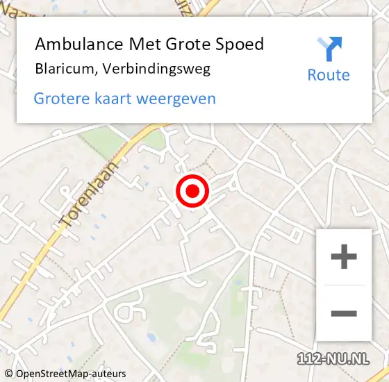 Locatie op kaart van de 112 melding: Ambulance Met Grote Spoed Naar Blaricum, Verbindingsweg op 23 februari 2014 08:50