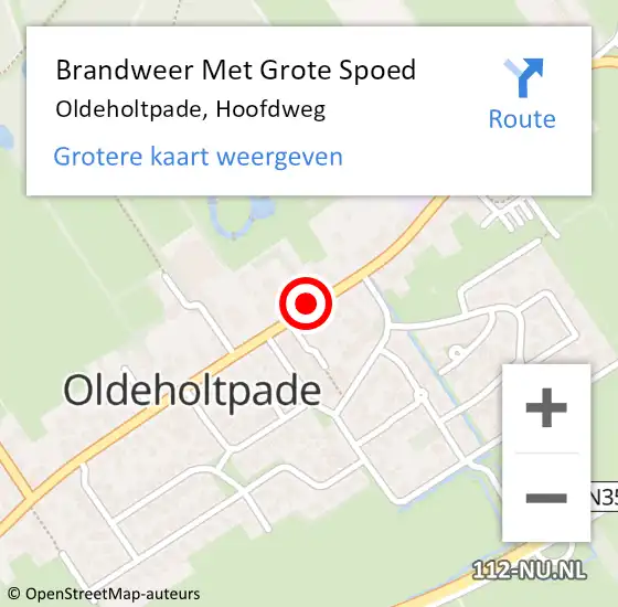 Locatie op kaart van de 112 melding: Brandweer Met Grote Spoed Naar Oldeholtpade, Hoofdweg op 24 april 2018 19:49