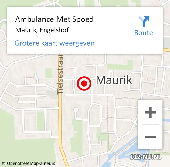 Locatie op kaart van de 112 melding: Ambulance Met Spoed Naar Maurik, Engelshof op 23 februari 2014 08:53