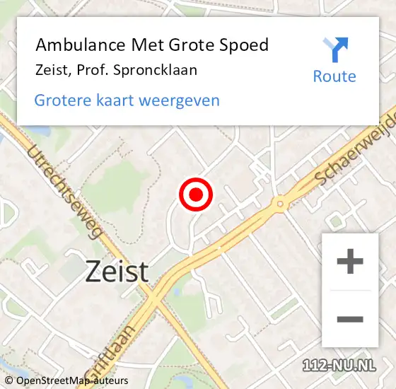 Locatie op kaart van de 112 melding: Ambulance Met Grote Spoed Naar Zeist, Prof. Sproncklaan op 24 april 2018 22:01