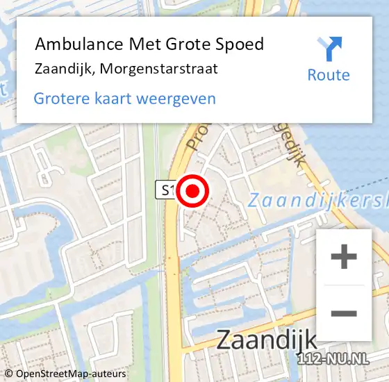 Locatie op kaart van de 112 melding: Ambulance Met Grote Spoed Naar Zaandijk, Morgenstarstraat op 24 april 2018 22:10