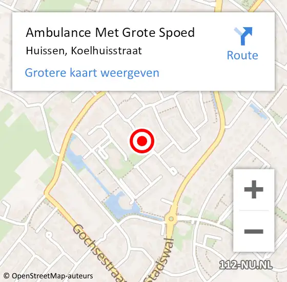 Locatie op kaart van de 112 melding: Ambulance Met Grote Spoed Naar Huissen, Koelhuisstraat op 24 april 2018 22:31
