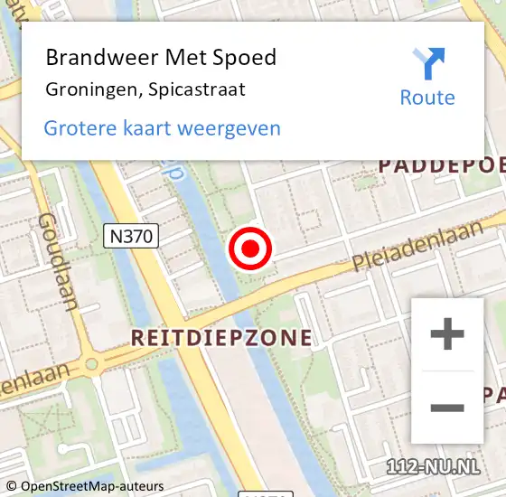 Locatie op kaart van de 112 melding: Brandweer Met Spoed Naar Groningen, Spicastraat op 24 april 2018 22:33