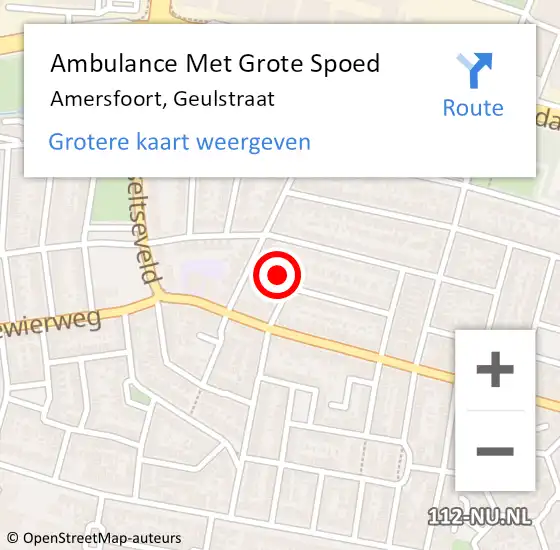 Locatie op kaart van de 112 melding: Ambulance Met Grote Spoed Naar Amersfoort, Geulstraat op 24 april 2018 22:33