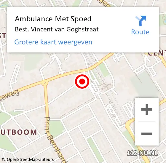 Locatie op kaart van de 112 melding: Ambulance Met Spoed Naar Best, Vincent van Goghstraat op 24 april 2018 23:04