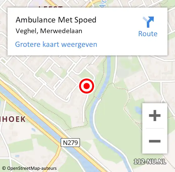 Locatie op kaart van de 112 melding: Ambulance Met Spoed Naar Veghel, Merwedelaan op 24 april 2018 23:37
