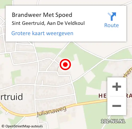 Locatie op kaart van de 112 melding: Brandweer Met Spoed Naar Sint Geertruid, Aan De Veldkoul op 25 april 2018 00:34