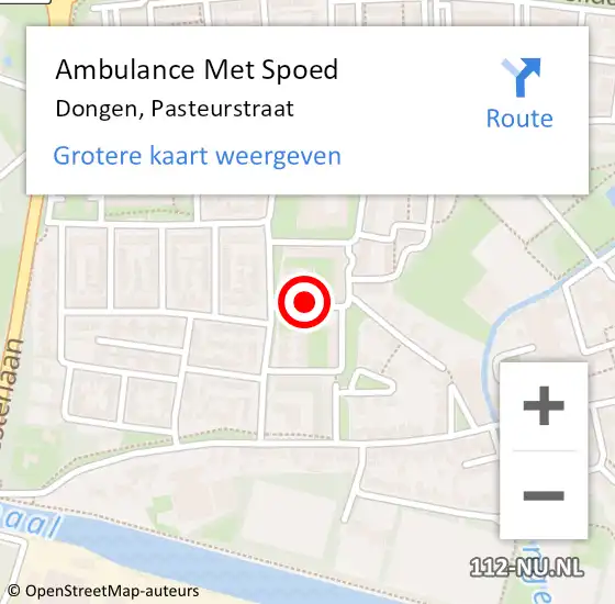 Locatie op kaart van de 112 melding: Ambulance Met Spoed Naar Dongen, Pasteurstraat op 25 april 2018 01:11