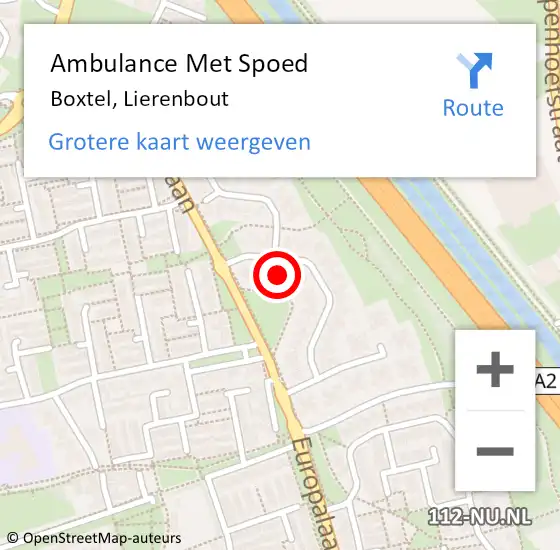 Locatie op kaart van de 112 melding: Ambulance Met Spoed Naar Boxtel, Lierenbout op 25 april 2018 06:45