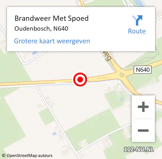 Locatie op kaart van de 112 melding: Brandweer Met Spoed Naar Oudenbosch, N640 op 25 april 2018 06:48
