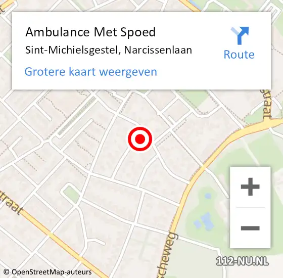 Locatie op kaart van de 112 melding: Ambulance Met Spoed Naar Sint-Michielsgestel, Narcissenlaan op 25 april 2018 08:23