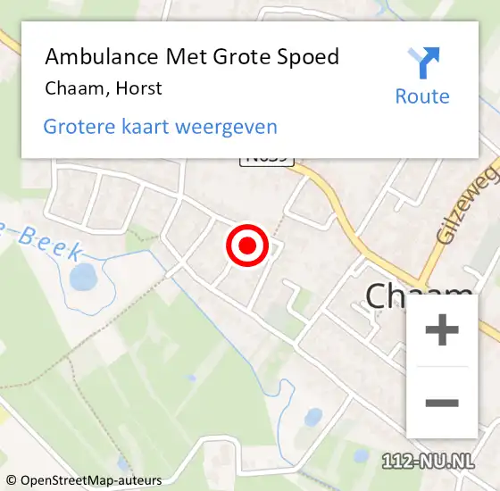 Locatie op kaart van de 112 melding: Ambulance Met Grote Spoed Naar Chaam, Horst op 25 april 2018 08:53