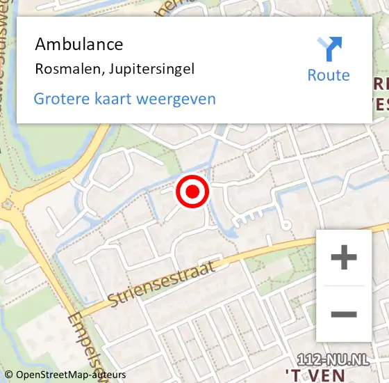 Locatie op kaart van de 112 melding: Ambulance Rosmalen, Jupitersingel op 25 april 2018 10:13