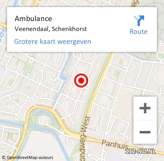 Locatie op kaart van de 112 melding: Ambulance Veenendaal, Schenkhorst op 25 april 2018 11:01