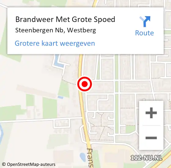 Locatie op kaart van de 112 melding: Brandweer Met Grote Spoed Naar Steenbergen Nb, Westberg op 25 april 2018 11:08