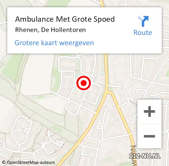 Locatie op kaart van de 112 melding: Ambulance Met Grote Spoed Naar Rhenen, De Hollentoren op 25 april 2018 11:54