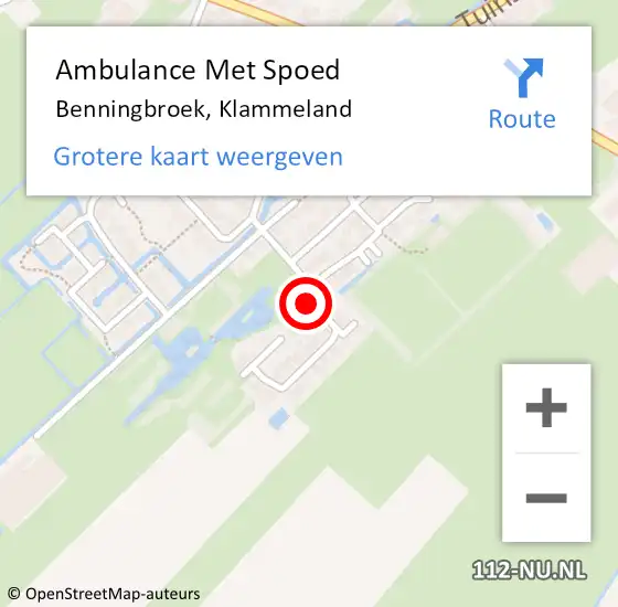 Locatie op kaart van de 112 melding: Ambulance Met Spoed Naar Benningbroek, Klammeland op 25 april 2018 12:02