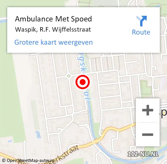 Locatie op kaart van de 112 melding: Ambulance Met Spoed Naar Waspik, R.F. Wijffelsstraat op 25 april 2018 12:33