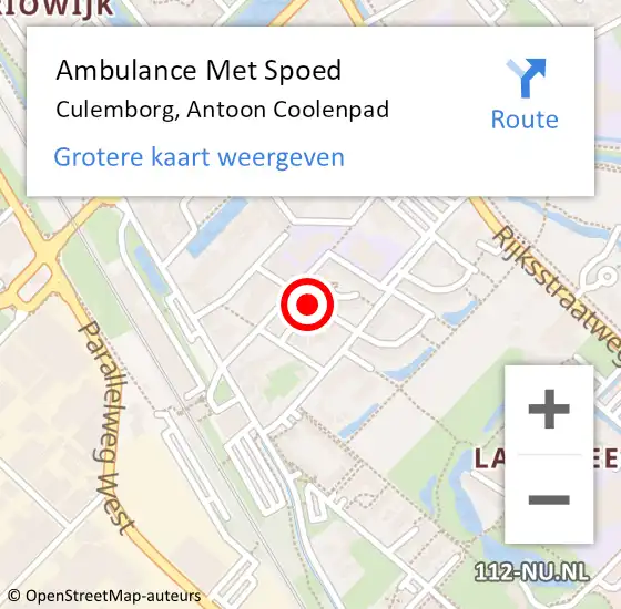 Locatie op kaart van de 112 melding: Ambulance Met Spoed Naar Culemborg, Antoon Coolenpad op 25 april 2018 12:52