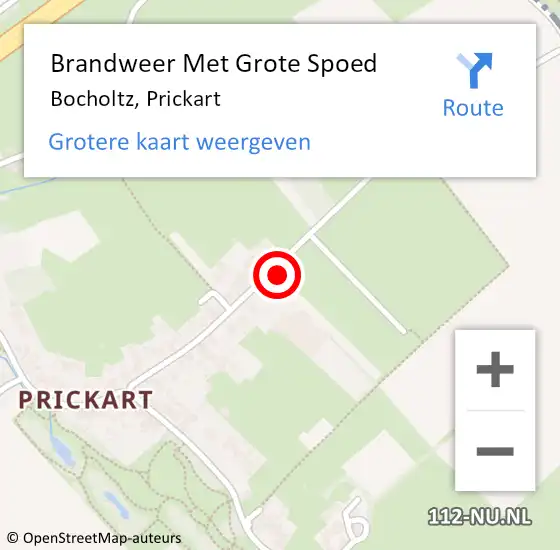 Locatie op kaart van de 112 melding: Brandweer Met Grote Spoed Naar Bocholtz, Prickart op 25 april 2018 14:19