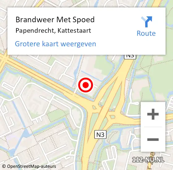 Locatie op kaart van de 112 melding: Brandweer Met Spoed Naar Papendrecht, Kattestaart op 25 april 2018 14:26