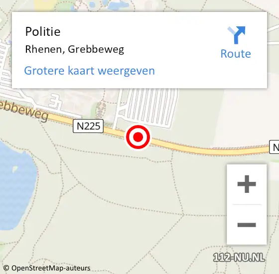 Locatie op kaart van de 112 melding: Politie Rhenen, Grebbeweg op 25 april 2018 14:49