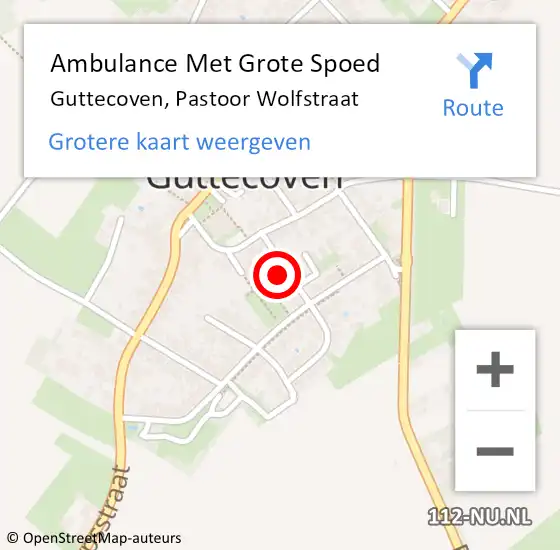 Locatie op kaart van de 112 melding: Ambulance Met Grote Spoed Naar Guttecoven, Pastoor Wolfstraat op 23 februari 2014 10:29