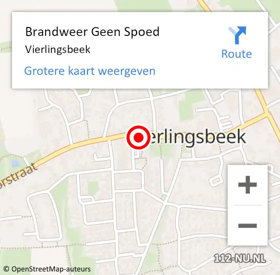 Locatie op kaart van de 112 melding: Brandweer Geen Spoed Naar Vierlingsbeek op 25 april 2018 15:44