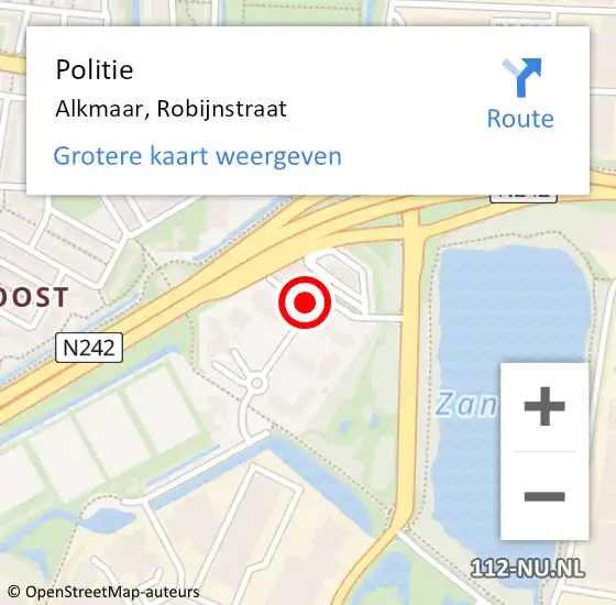 Locatie op kaart van de 112 melding: Politie Alkmaar, Robijnstraat op 25 april 2018 16:27