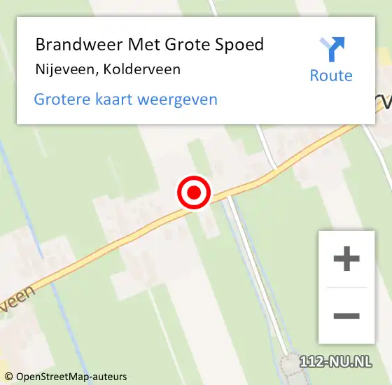 Locatie op kaart van de 112 melding: Brandweer Met Grote Spoed Naar Nijeveen, Kolderveen op 25 april 2018 16:40