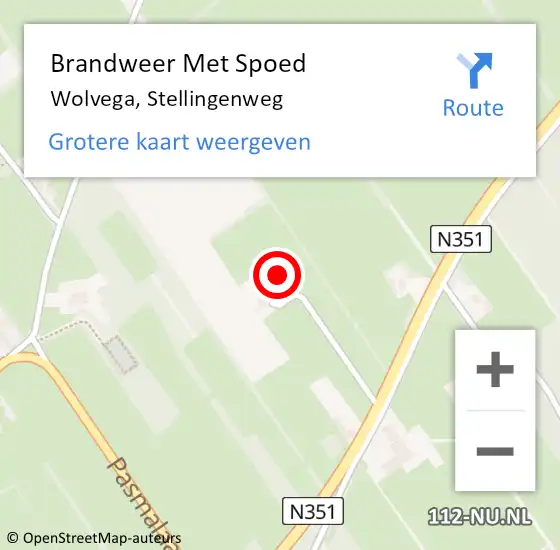 Locatie op kaart van de 112 melding: Brandweer Met Spoed Naar Wolvega, Stellingenweg op 25 april 2018 16:48