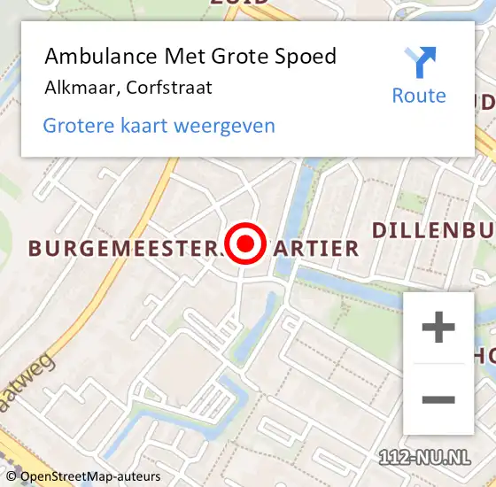 Locatie op kaart van de 112 melding: Ambulance Met Grote Spoed Naar Alkmaar, Corfstraat op 25 april 2018 17:25