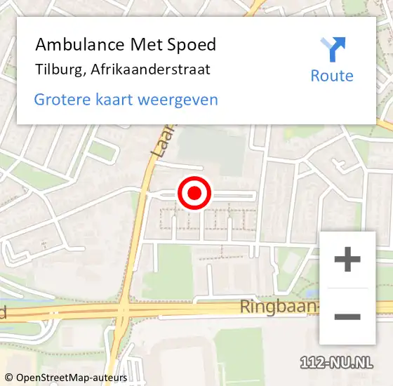 Locatie op kaart van de 112 melding: Ambulance Met Spoed Naar Tilburg, Afrikaanderstraat op 25 april 2018 17:39