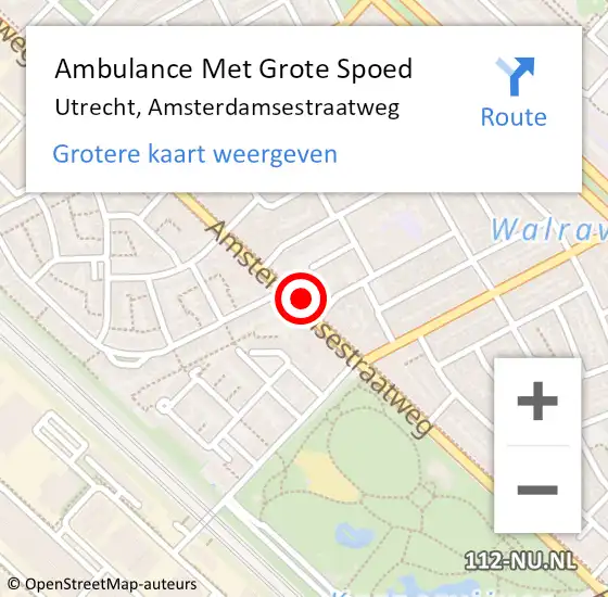 Locatie op kaart van de 112 melding: Ambulance Met Grote Spoed Naar Utrecht, Amsterdamsestraatweg op 25 april 2018 18:02