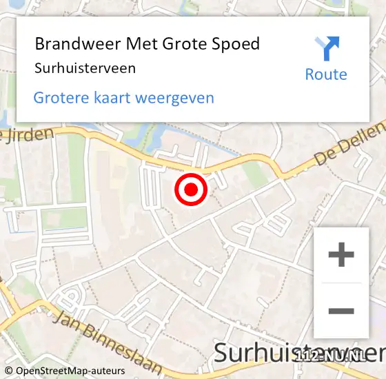 Locatie op kaart van de 112 melding: Brandweer Met Grote Spoed Naar Surhuisterveen op 25 april 2018 19:02