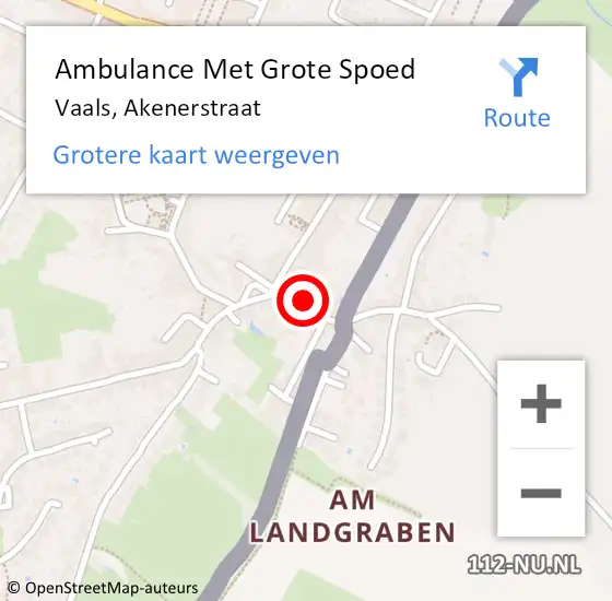 Locatie op kaart van de 112 melding: Ambulance Met Grote Spoed Naar Vaals, Akenerstraat op 23 februari 2014 11:01