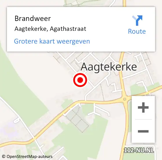 Locatie op kaart van de 112 melding: Brandweer Aagtekerke, Agathastraat op 25 april 2018 19:25