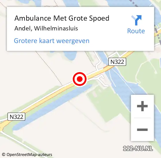 Locatie op kaart van de 112 melding: Ambulance Met Grote Spoed Naar Andel, Wilhelminasluis op 25 april 2018 20:01