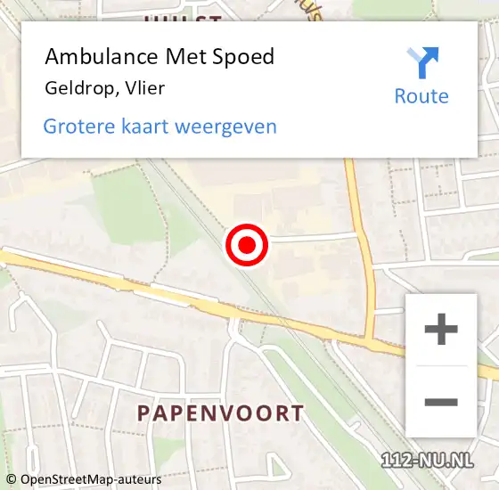 Locatie op kaart van de 112 melding: Ambulance Met Spoed Naar Geldrop, Vlier op 25 april 2018 21:13