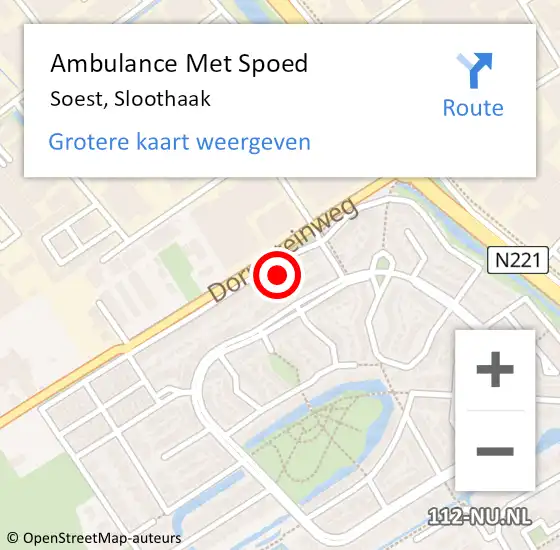 Locatie op kaart van de 112 melding: Ambulance Met Spoed Naar Soest, Sloothaak op 25 april 2018 21:19