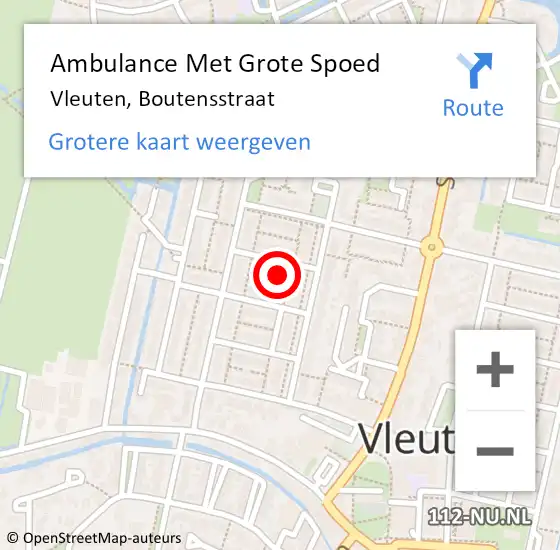 Locatie op kaart van de 112 melding: Ambulance Met Grote Spoed Naar Vleuten, Boutensstraat op 25 april 2018 21:33