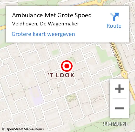 Locatie op kaart van de 112 melding: Ambulance Met Grote Spoed Naar Veldhoven, De Wagenmaker op 25 april 2018 21:47