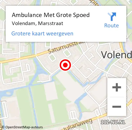 Locatie op kaart van de 112 melding: Ambulance Met Grote Spoed Naar Volendam, Marsstraat op 25 april 2018 22:53